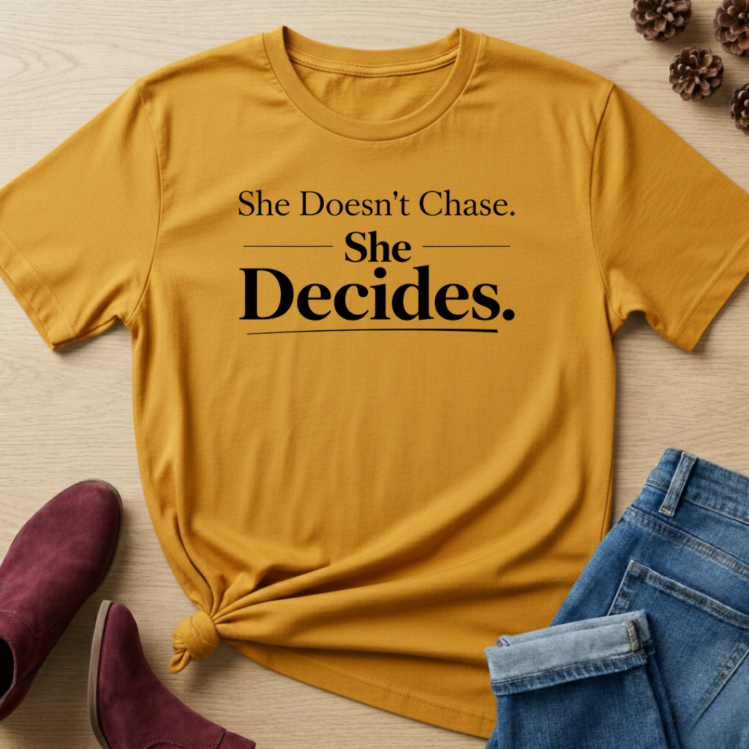 She Doesn't Chase, She Decides T-Shirt