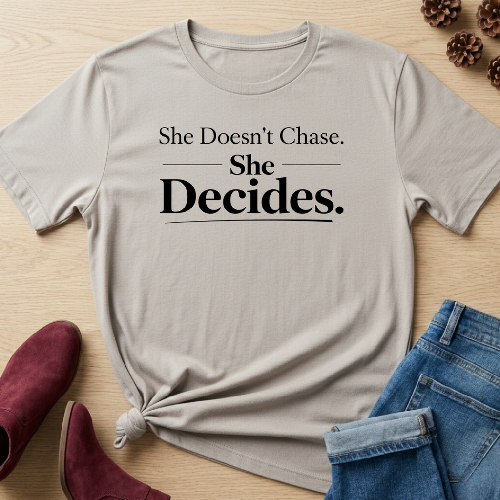 She Doesn't Chase, She Decides T-Shirt