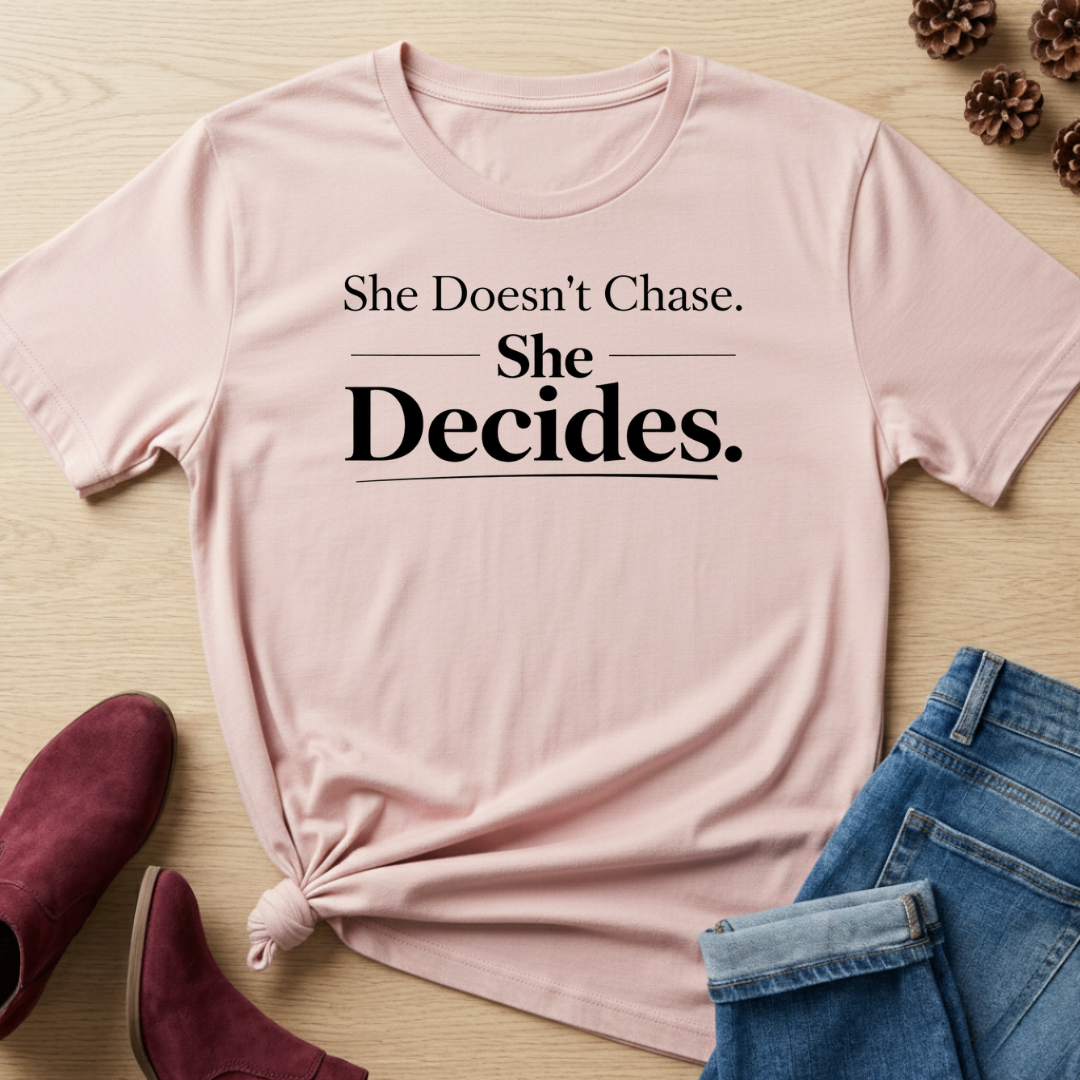 She Doesn't Chase, She Decides T-Shirt