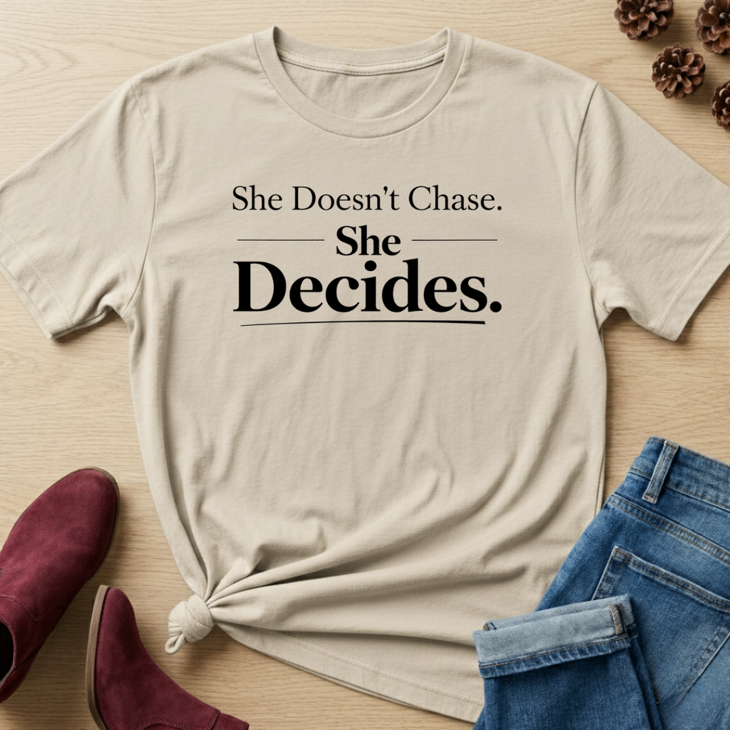 She Doesn't Chase, She Decides T-Shirt